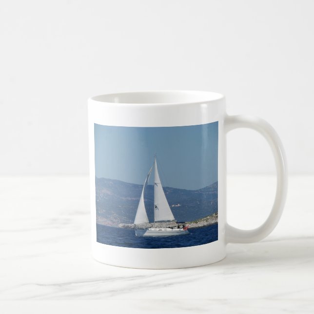 White Beneteau Sloop Coffee Mug (Right)