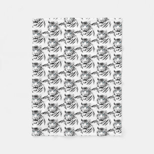 White Bengal Tiger Animal Lover Wild Feline Face Fleece Blanket