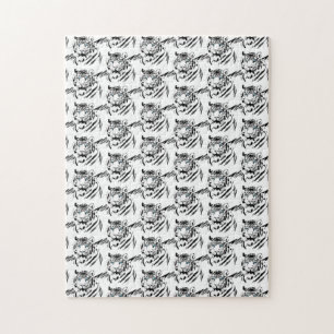 White Bengal Tiger Animal Lover Wild Feline Face Jigsaw Puzzle
