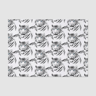 White Bengal Tiger Animal Lover Wild Feline Face Tissue Paper