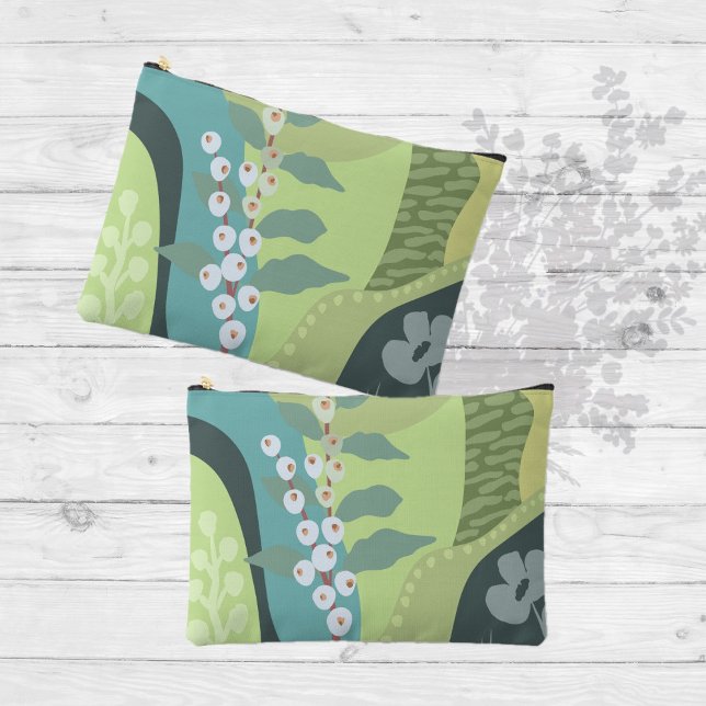 White Berries Mixed Greens Colour Blocks Modern  Accessory Pouch (Creator Uploaded)