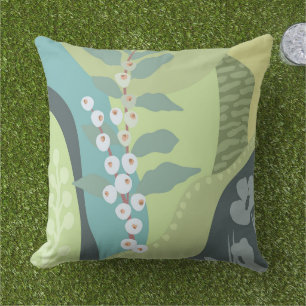 White Berries Mixed Greens Colour Blocks Modern Cushion