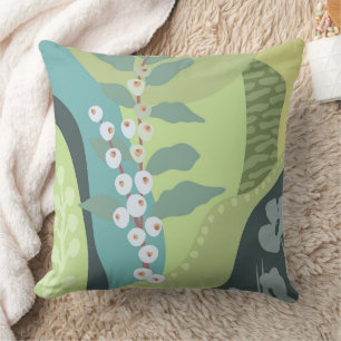 White Berries Mixed Greens Colour Blocks Modern Cushion