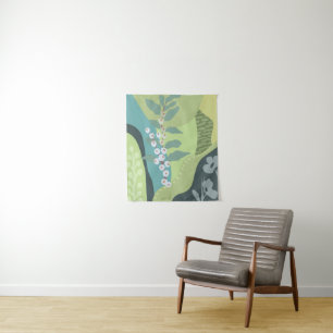 White Berries Mixed Greens Colour Blocks Modern Tapestry