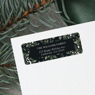 White Berry Botanical Christmas Family name Return Address Label