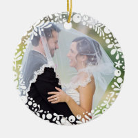 White Berry Framed Wedding Photo with Custom Text