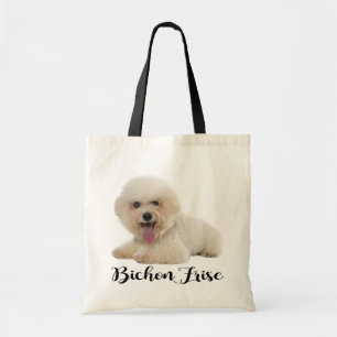 White Bichon Frise Puppy Dog Black Love Tote Bag