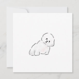 White Bichon Frise Puppy Invitation