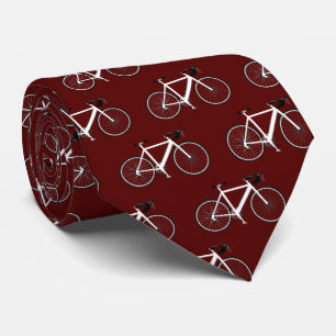 White Bicycle On Maroon  Tie