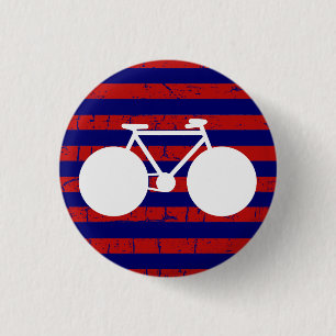 white bicycle striped 3 cm round badge