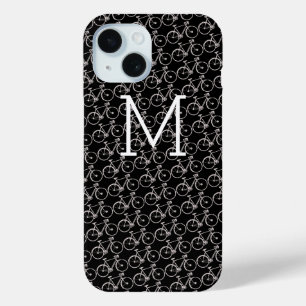 white bicycles monogrammed iPhone 15 case