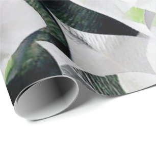White Big Flowers Green Greenery Grey Minimal VIP Wrapping Paper