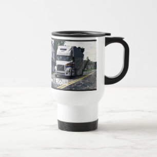 WHITE BIG RIG TRUCKER'S TRAVEL MUG