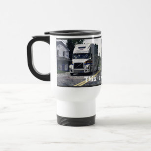 WHITE BIG RIG TRUCKER'S TRAVEL MUG