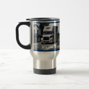 WHITE BIG RIG TRUCKER'S TRAVEL MUG