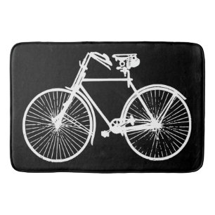 white bike bicycle black bath mat
