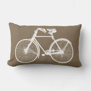 white bike bicycle Throw pillow taupe brown