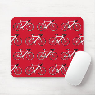 White Bike On Red  Mouse Pad