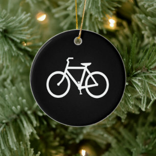 White Bike Route Ceramic Tree Decoration