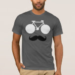 white bike with moustache T-Shirt<br><div class="desc">A face where the eyes are the bike wheels,  with a black moustache. Moustache fashion idea for bikers</div>
