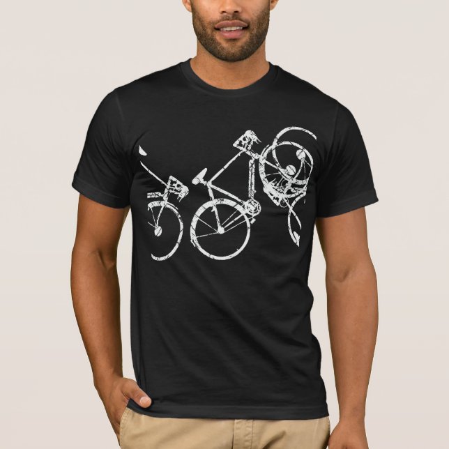 White Bikes . biking inspired black T-Shirt (Front)