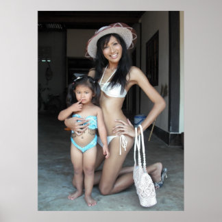 white bikini and little girl Poster