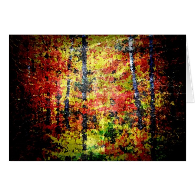 White Birch Tree Abstract Painting In Autumn (Front Horizontal)