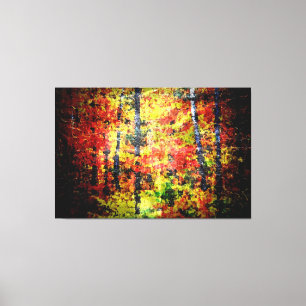 White Birch Tree Abstract Painting In Autumn Canvas Print
