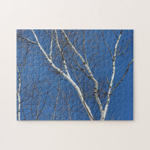 White Birch Tree Against Blue Sky Nature Jigsaw Puzzle
