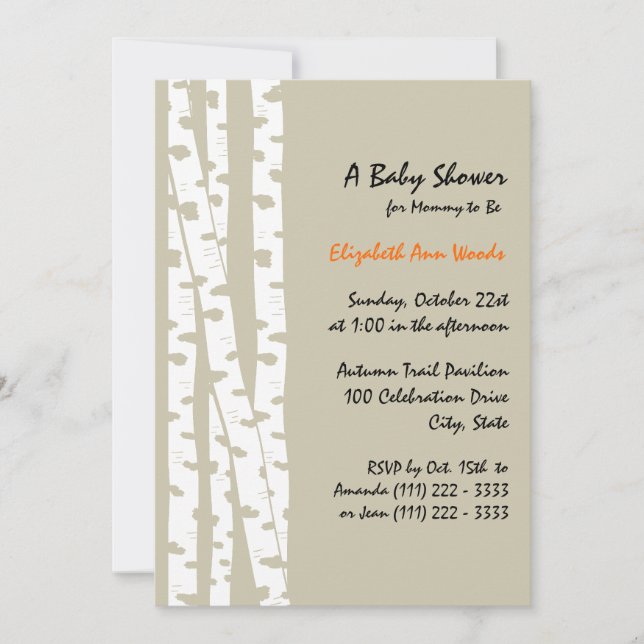 White Birch Tree/ Baby Shower Invitation (Front)