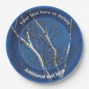 White Birch Tree Branches Personalized Party Paper Plate
