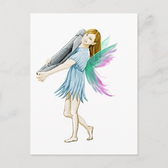White Birch Tree Fairy Carrying Bark Postcard (Front)