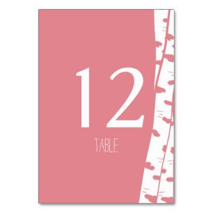 White Birch Tree Table Number Card
