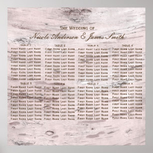 White Birch Tree Wood Rustic Barn Seating Chart