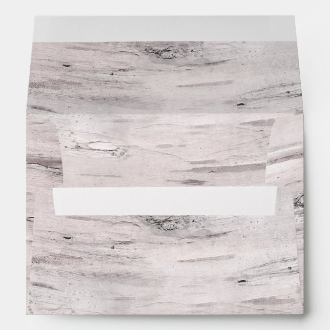 White Birch Tree Wood Rustic Barn Wedding Party Envelope (Back (Bottom))