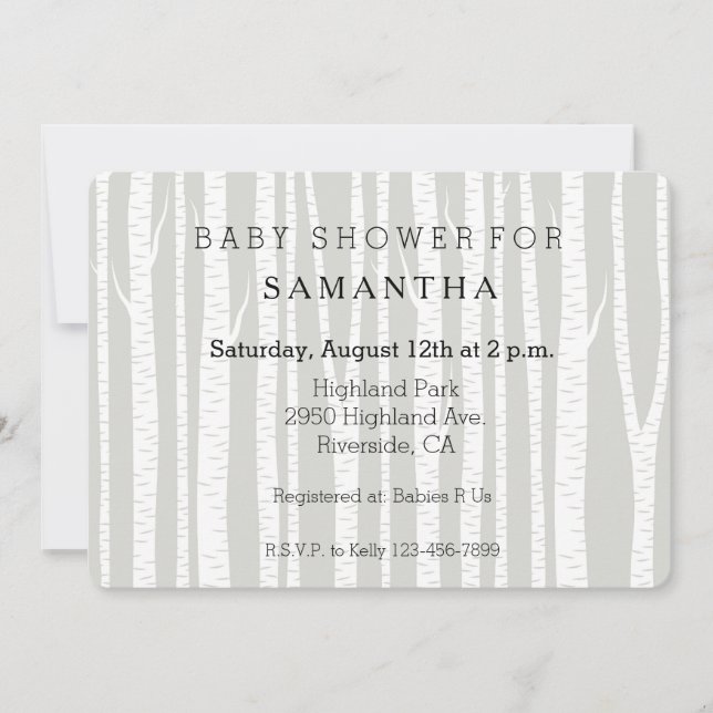 White Birch Trees baby shower Invitation (Front)