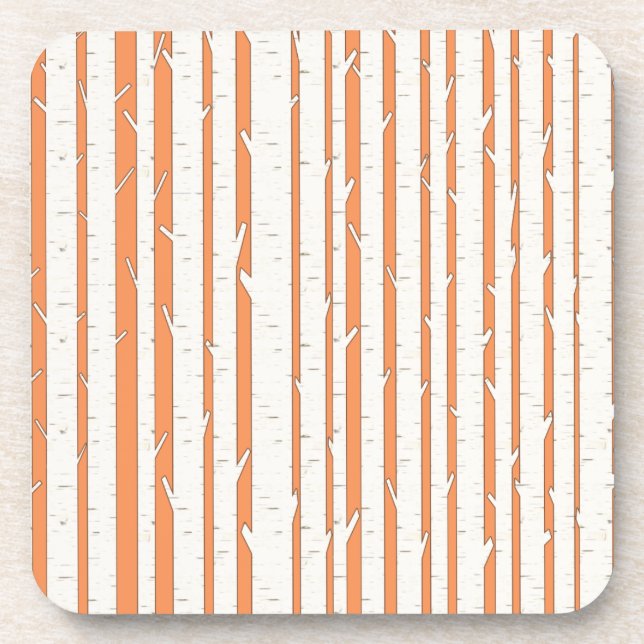 White Birch Trees Custom Hard Plastic Coaster (Front)