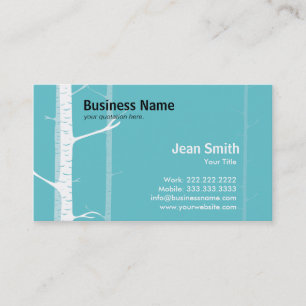 White Birch Trees Forest Green business card