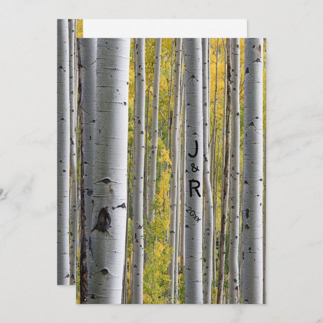 White Birch Trees Gay Wedding Invitation (Front/Back)