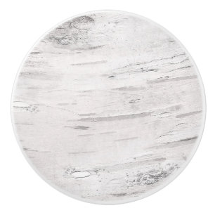 White Birch Wood Rustic Country Farmhouse Barn Ceramic Knob