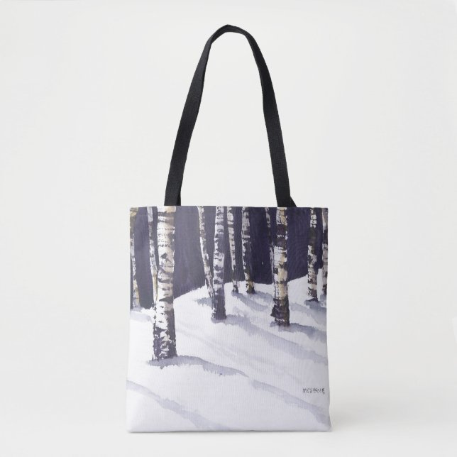 White Birches in Winter Tote Bag (Front)