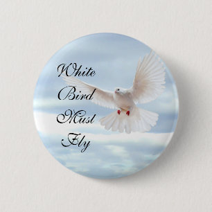 White Bird 6 Cm Round Badge