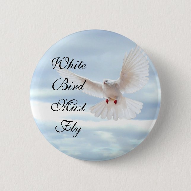 White Bird 6 Cm Round Badge (Front)