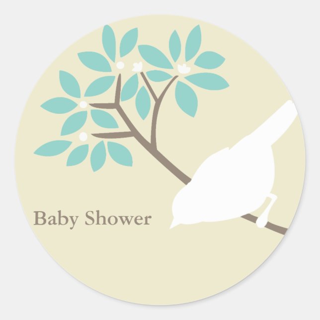 White Bird Baby Shower Stickers (Front)