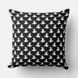 White Bird Breast Cancer Awareness Pattern Cushion