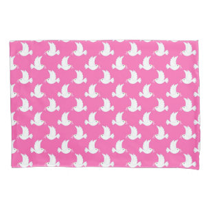White Bird Breast Cancer Awareness Pattern Pillowcase