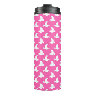 White Bird Breast Cancer Awareness Pattern Thermal Tumbler