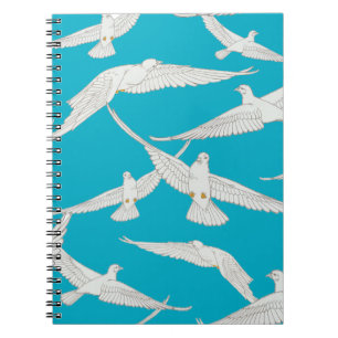 White bird, dove pattern notebook