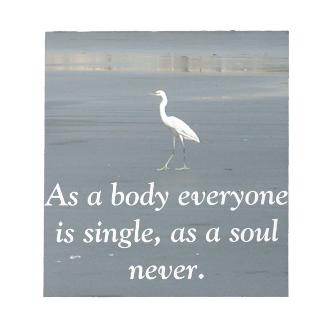 White Bird on Gray Sand Beach Art Print Notepad (Front)