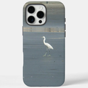 White Bird on Grey Sand Beach Art Print iPhone 16 Pro Max Case